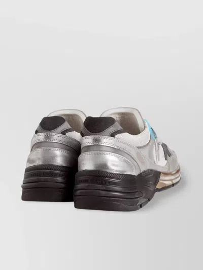 Golden Goose Dad-star Sneakers In Mesh And Laminated Leather Color Grey And Blackrunning