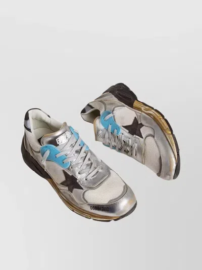 Golden Goose Dad-star Sneakers In Mesh And Laminated Leather Color Grey And Blackrunning