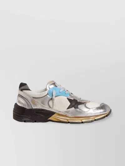 Golden Goose Dad-star Sneakers In Mesh And Laminated Leather Color Grey And Blackrunning