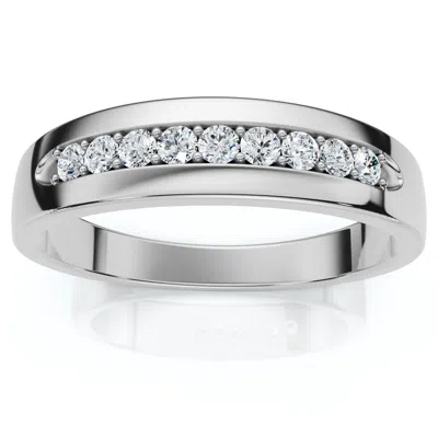 Pompeii3 Men's 1/4ct Polished Diamond Wedding Ring 14k Gold Or Platinum Lab Grown Ef/vs In Metallic