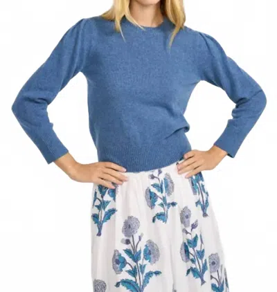 Marea Puff Sleeve Crewneck Sweater In Blue In Blue