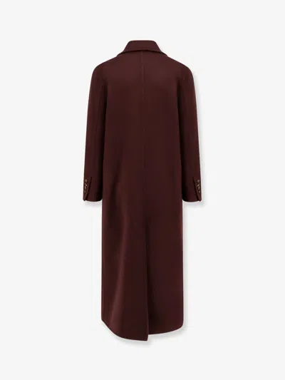 Brunello Cucinelli Hand-crafted Coat In Cashmere Double Beaver Cloth With Monili In Burgundy
