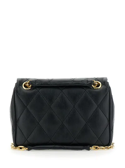 Burberry Black Quilted Crossbody Bag With Ekd Plaque On The Front And Chain-link Shoulder Strap In Leather Wo