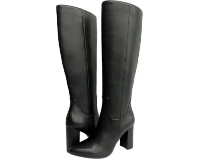 Faryl Robin Faryl By Farylrobin Terry Boots Women Black Leather Pointed Toe Knee High Khd872 In Black