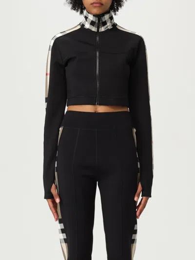 Burberry Check Print Cropped Top In Black