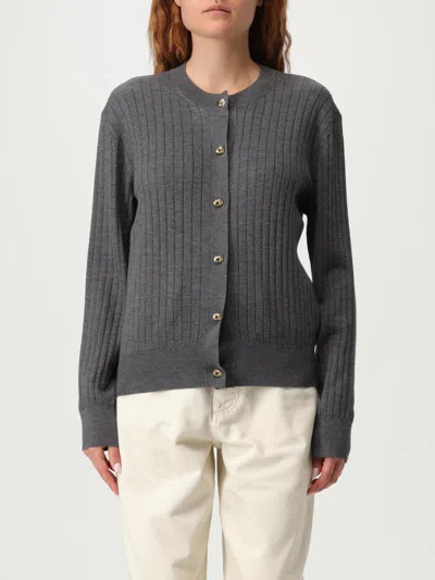 Bottega Veneta Ribbed Knit Sweater With Button-down Front In Gray