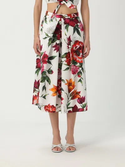 Dolce & Gabbana Printed Cotton Midi Skirt In Multi