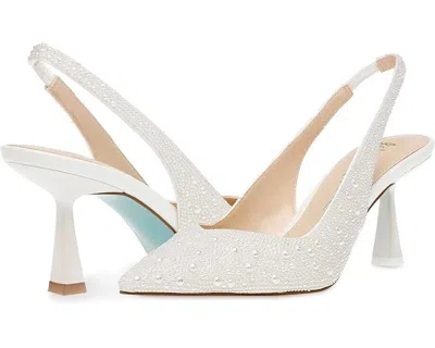 Betsey Johnson Clark Pump Women's Ivory Rhinestone Slingback Spool Heel Khd2639 (ivory,8.5)