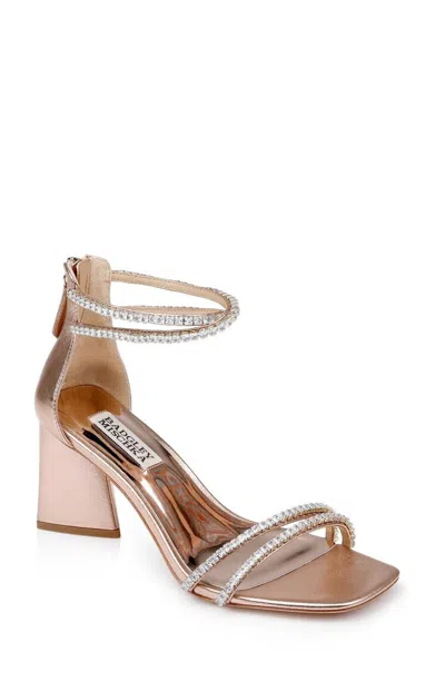 Badgley Mischka Lillie Mp7213 Heel Womens 7 Champagne Crystal Dual-strap Khd1173 In Pink