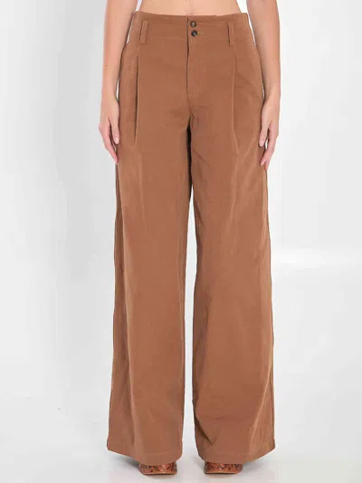 Chloé Cotton Canvas Wide Pants In Brown