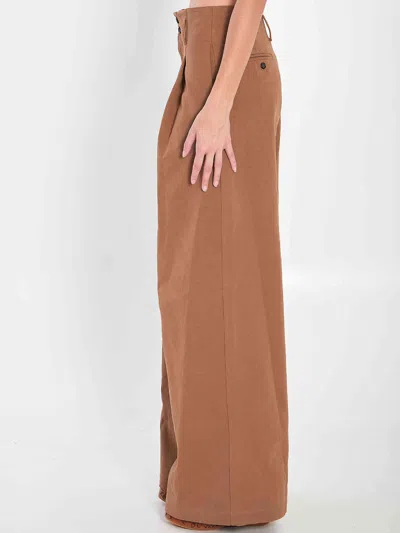 Chloé Cotton Canvas Wide Pants In Brown