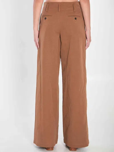 Chloé Cotton Canvas Wide Pants In Brown
