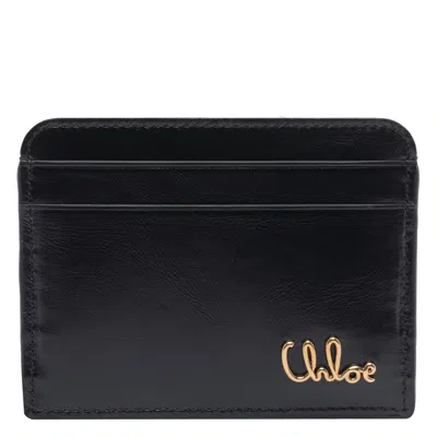 Chloé Chloe Leather Card Holder In Black