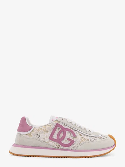 Dolce & Gabbana Dg Cushion Sneakers In Lace And Fabric In Multi