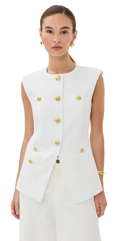 Veronica Beard Tamara Sleeveless Waistcoat In White