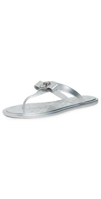 Versace Fabric Slides 1e01p-silver-palladium In Metallic