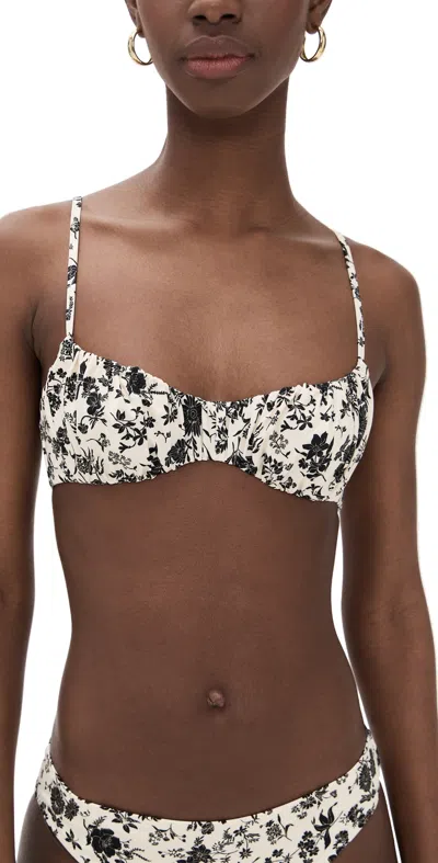Ulla Johnson Naomi Ruched Bikini Top White Gardenia In Multi