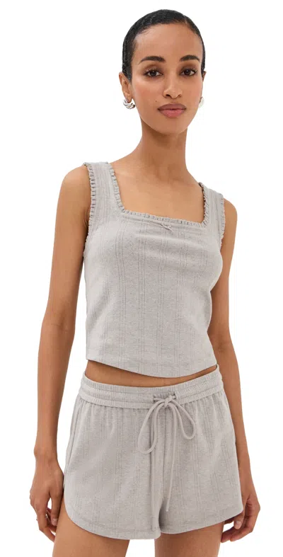 Le Bop Luna Pointelle Tank Heather Grey