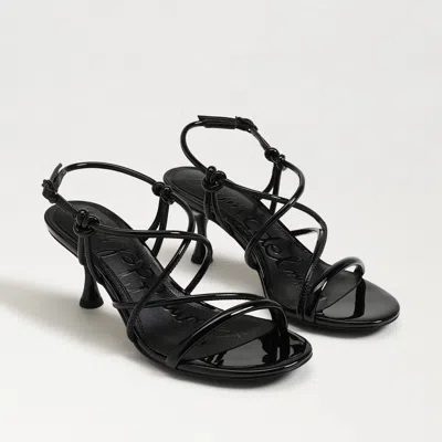 Sam Edelman Riana Strapy Heel Sandal Black Paten Leather
