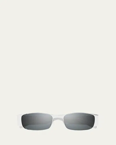 Saint Laurent Sl 738 Linea Sl Logo 001 Silver Silver Sunglasses In Gray