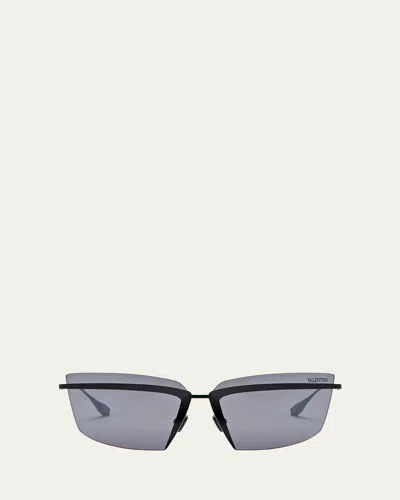 Valentino V-lure Rimless Acetate & Titanium Cat-eye Sunglasses In Blue