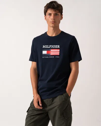 Tommy Hilfiger Americana Monotype Flag Box Mens T Shirt In Black