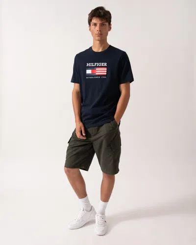 Tommy Hilfiger Americana Monotype Flag Box Mens T Shirt In Black