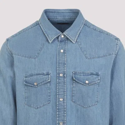 Tom Ford Cotton Denim Shirt In Blue