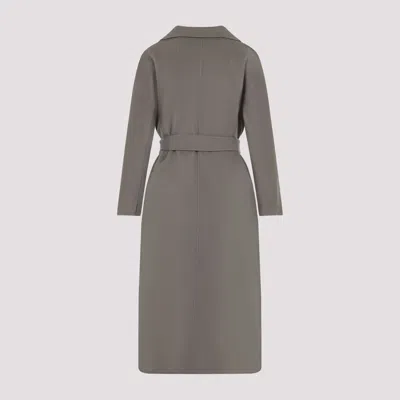 S Max Mara Virgin Wool Belted Coat With Notched Lapels In Gray