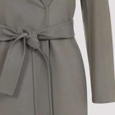S Max Mara Virgin Wool Belted Coat With Notched Lapels In Gray