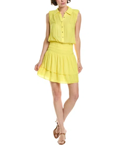 Ramy Brook Odette Sleeveless Button-front Mini Dress In Yellow
