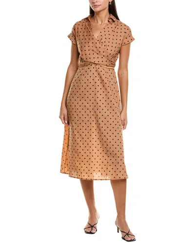 Maison Maar Tie Front Midi Dress In Brown