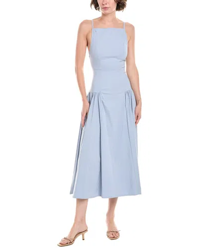 Weworewhat Flare Panel Linen-blend Midi Dress In Blue