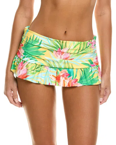 La Blanca Calypso Ruffle Skirted Bikini Bottom In Multi