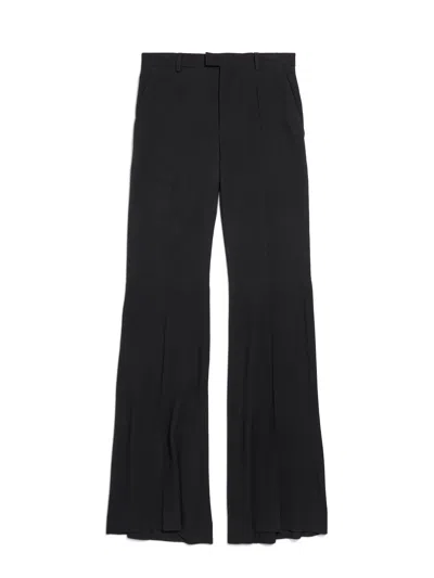 Balenciaga Tailored Flared Pants With Clean Waistband In Black