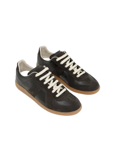 Maison Margiela Dark Brown Replica Sneakers In Black