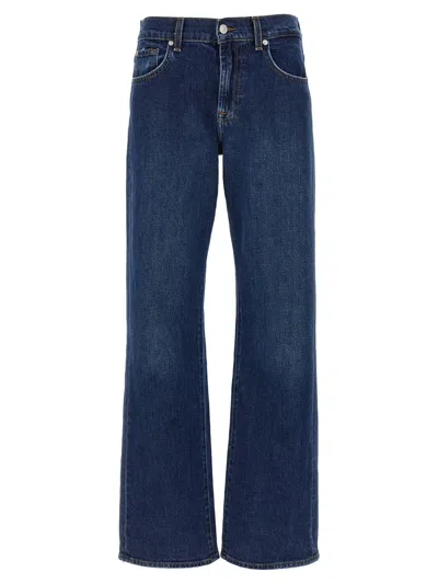 7 For All Mankind Wide Leg Denim Jeans In Blue