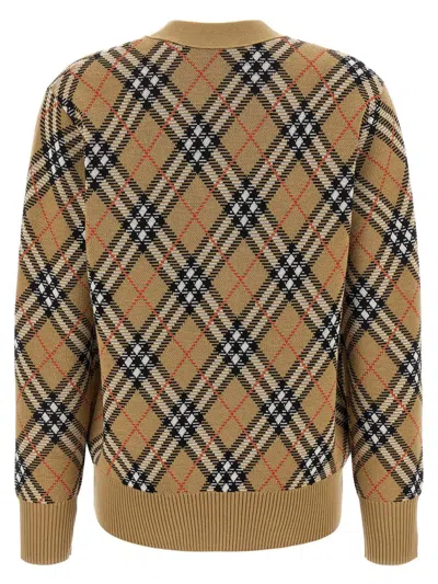 Burberry Check Pattern V-neck Cardigan In Brown