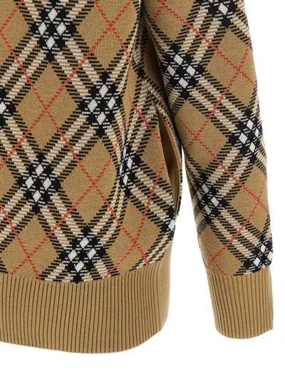 Burberry Check Pattern V-neck Cardigan In Brown