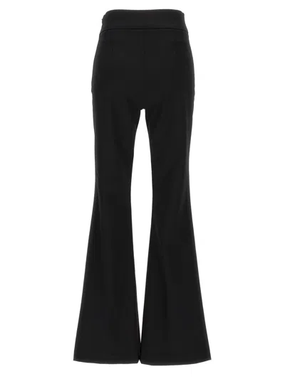 Diesel 'p-erseus' Black Flared Pants With Oval D Logo Plaque On The Front In Wool Blend Woman