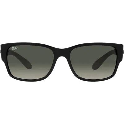 Ray Ban Ray-ban 58mm Gradient Polarized Rectangular Sunglasses In Black