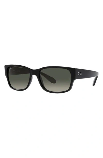 Ray Ban Ray-ban 58mm Gradient Polarized Rectangular Sunglasses In Black