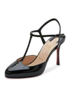 CHRISTIAN LOUBOUTIN ME PAM PATENT T-STRAP 85MM RED SOLE PUMP