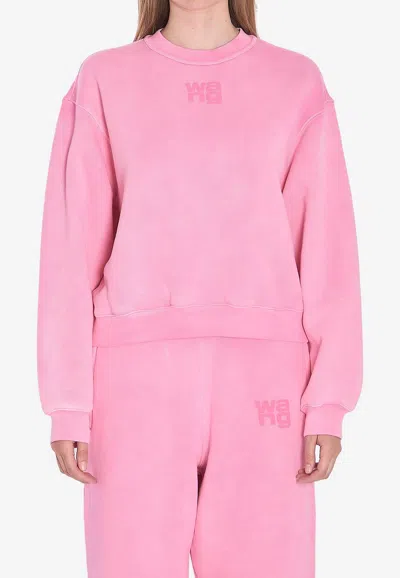 Alexander Wang Puff Logo Sweatshirt In Structured Terry In Pink