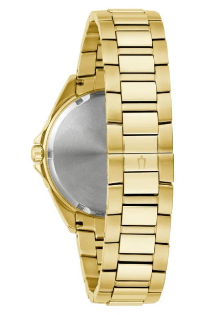 Bulova Classic Crystal Mens Crystal Accent Gold Tone Stainless Steel Bracelet Watch 97a179 In Gold