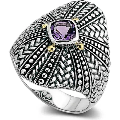 Samuel B. Amethyst Shield Ring In Metallic