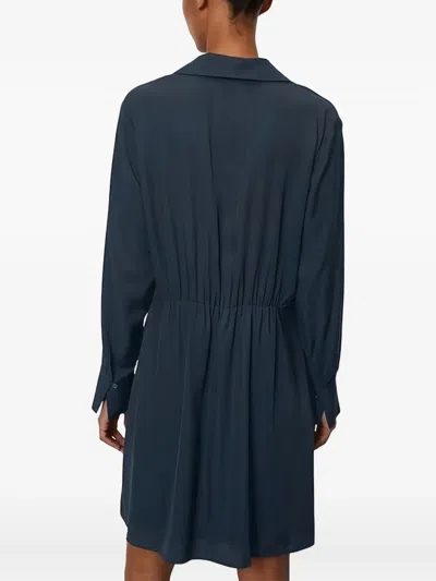 Marc O'polo Wrap-front Long-sleeves Mini Dress In Blue