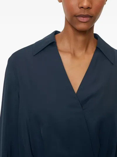 Marc O'polo Wrap-front Long-sleeves Mini Dress In Blue