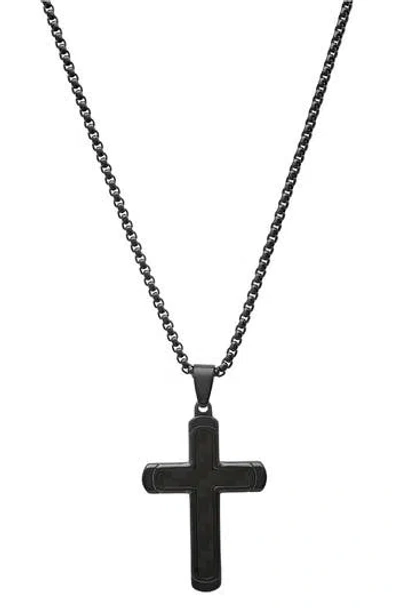 Hmy Jewelry Black Stainless Steel Cross Pendant Necklace In Black