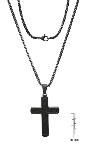 Hmy Jewelry Black Stainless Steel Cross Pendant Necklace In Black